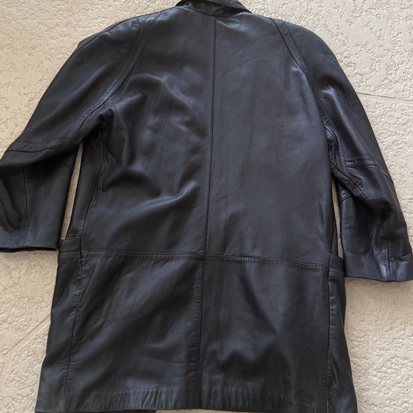 Preston & York Lambskin Black Leather Mid Length Coat size Large - Picture 16 of 16
